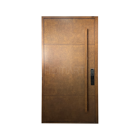 Porte d'entrée double de luxe finition cuivre, porte d'entrée de villa en aluminium moulé gaufré, porte extérieure double de sécurité sur mesure