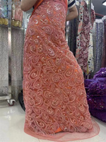 Tissu de Luxe Brodé de Perles et Paillettes en Dentelle, Tulle Français Perlé et Brodé, Élastique 100% Polyester pour Robe de Mariée