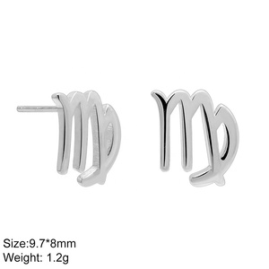 Bijoux fins en gros, nouveau symbole, 12 <span class=keywords><strong>mois</strong></span> de naissance, minuscules boucles d'oreilles astrologiques, boucles d'oreilles en argent, boucles d'oreilles zodiacales - Product Image 5