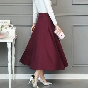 A-Line High Waist Midi Skirt Solid Color Mulberry Silk Women's Skirt Comfortable Spring Autumn Wear - Product Image 3