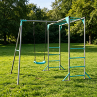 Ensemble de balançoires en métal d'extérieur avec barres de grimpe et échelle d'escalade pour enfants, pour aire de jeux dans la cour