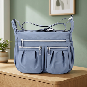 Borsa a Tracolla Multitasca NICOLE e DORIS per Donna, Design Casual in Nylon Azzurro, Borsa da Petto alla Moda - Product Image 3