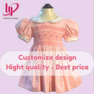 ชุดเดรสผ้าฝ้ายลายดอกไม้สำหรับเด็กผู้หญิงชุดเดรสสำหรับเด็กผู้หญิงสีชมพูทำด้วยมือ - Product Image 2