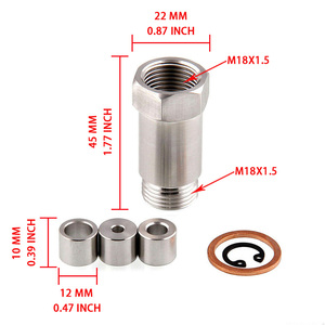 JXSS009 Entretoise d'échappement à débit réglable filetée M18x1.5, Kit d'élimination de la voyant de contrôle moteur en acier inoxydable 304 avec 3 inserts - Product Image 2