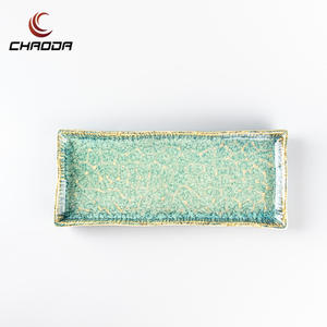 Assiette rectangulaire en céramique <span class=keywords><strong>verte</strong></span> de restaurant nordique de vente en gros directe d'usine - Product Image 4