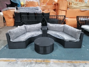Cổ Điển Đồ Nội Thất Ngoài Trời Vườn Sofa Pe Mây Wicker Vòng Mây Cắt Patio Sofa Set Với Vòng Coffe Bảng - Product Image 4
