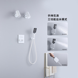 Concealed Shower Set Rectangle Wall <b>Mounted</b> Thermostatic Rainfall <b>Spray</b> Massage Waterfall Dual Top <b>Spray</b> - Product Image 1