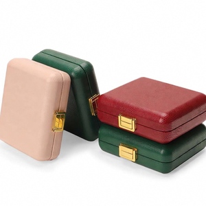 Wholesale Manufacturer Luxury Litchi Grain Custom Logo Double <b>Ring</b> <b>Box</b> Pendant Necklace Case High-end PU Leather Jewelry <b>Box</b> - Product Image 2