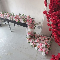 MSFAME Arrangements floraux modernes Décorations de table de mariage Roses artificielles roses et blanches Chemin de table