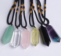 Vente en gros de colliers classiques avec pendentif hexagonal en quartz rose et chaîne à maillons en améthyste, en pierres naturelles de guérison