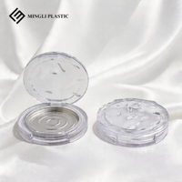 Boîte d'emballage cosmétique en plastique en stock, transparente mate, 3g, pour poudre compacte, étui vide pour poudre pressée avec plaque en aluminium