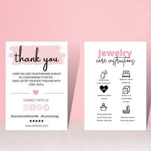 Luxury Custom Thank You Insert Paper Printable Small Business Card Jewelry Care <strong>Instructions</strong> Cards <strong>Printing</strong> - Product Image 4