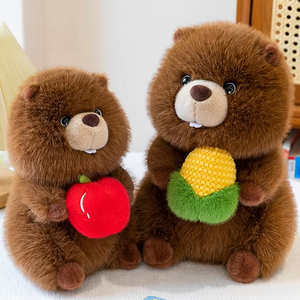 Marmotta giocattolo di peluche per bambini compagno di compleanno con bambola rosicchiata ricamata che tiene mais e Apple cotone PP - Product Image 1