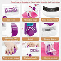 Machine à coudre électrique miniature Yuglow pour enfants, jouet d'appareil ménager en plastique, kit de bricolage pour loisirs créatifs et jeu d'imitation