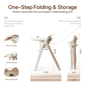 Silla Alta Ajustable para Bebés de 6 Meses en Adelante, Diseño Seguro, Plegable, para Uso en Exteriores y Comedor - Product Image 4