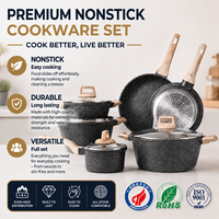 Ensembles de casseroles de cuisine, poêle à frire, marmite en aluminium avec couvercle, vente en gros d'ensembles de batterie de cuisine antiadhésive