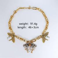 Élégant Collier Pendentif Breloque Insecte Naturel Thème Abeille Plaqué Or 18 Carats Chaîne à Maillons Bijoux de Mode Ensembles Bagues et Colliers pour Femmes