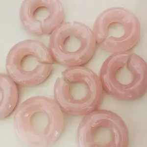 [SE-CP053] High Polishing Rose Quartz Circular Ear Rings Wholesale Quality Stone Ear Plugs Body Piercing Fashion Jewelry