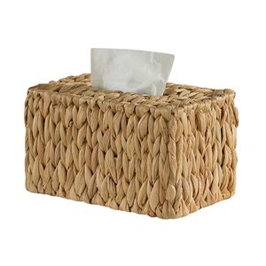 Top Shopping panier de salle de bain avec couvercle fait à la main jacinthe d'eau en osier rectangulaire boîte à mouchoirs couverture tissé porte-serviettes - Product Image 1