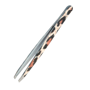 Nouvelles pinces à sourcils colorées avec étui en cuir PU, pointe carrée inclinée, outils de beauté professionnels OEM - Product Image 3