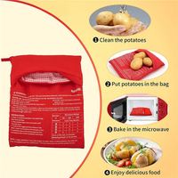 USSE Sac de cuisson rapide pour pommes de terre au micro-ondes en polyester-coton rouge écologique, modèle 996 – Outils personnalisés pour fruits et légumes
