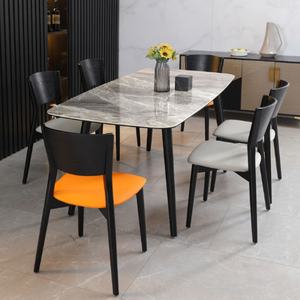 Table à manger de style italien en pierre brillante, table et chaises de salle à manger modernes et minimalistes, table à manger rectangulaire de luxe pour la maison - Product Image 2