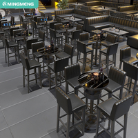 Mobilier de bar élégant pour discothèque et KTV : Banquettes en cuir PU, chaises, table cube LED, chaise haute de bar, mobilier de lounge chicha