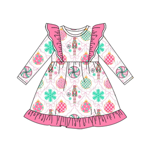Preordine Vestito Natalizio per Bambine con Babette e Volant, Abito Invernale alla <span class=keywords><strong>Moda</strong></span> per Bambini, Personalizzabile, Lunghezza al Ginocchio - Product Image 3