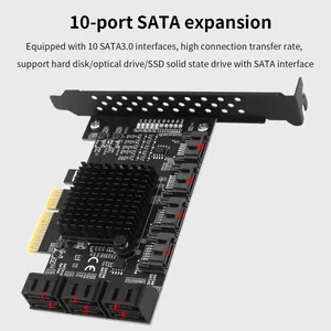 TISHRIC 6Gbps PCIe SATA 1X To 10 Port SATA 3.0 Controller PCI E Multiplier Expansion Card With Add On Riser In Stock