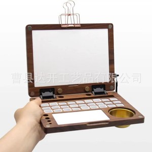 Boîte à peinture en bois massif, palette d'aquarelle 27 couleurs pour enfants, ensemble artistique pour utilisation sur bureau - Product Image 4