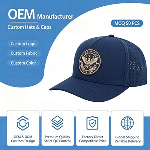 Sourcing Headwear Factory Customize Laser Hole Embroidery <b>Waterproof</b> Perforated Snapback Cap <b>Hat</b> - Product Image 1
