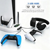 Station de charge multifonctionnelle pour jeux avec ventilateur de refroidissement et double chargeur de manettes pour console