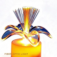 Lampe LED en forme de fleur de lotus à fibres optiques, à piles, en plastique, pour décoration de mariage, fête, maison, anniversaire