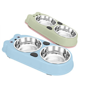 Bambu Duplo Levantado <span class=keywords><strong>Dog</strong></span> Food Bowl com Aço Inoxidável Stand Eco Pet Alimentador Drinking Bowl Ajustável Elevada <span class=keywords><strong>Dog</strong></span> Bowl - Product Image 4