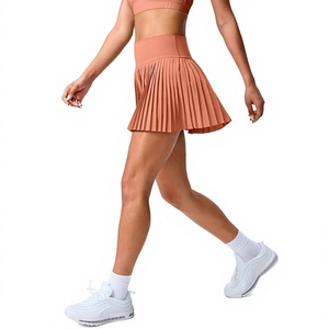 Women Ribbed High Waist Polyester <b>Tulle</b> Tennis <b>Skirt</b> 2 in 1 Mesh Pleated Sports <b>Skirt</b> Shorts Elastic Waist Pockets Custom Logo - Product Image 6