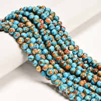 Perles lisses en cuivre turquoise naturel de Mohave YMJ 8 mm, certifiées GIC, origine CN/GUA, pour bijoux perlés et bracelets
