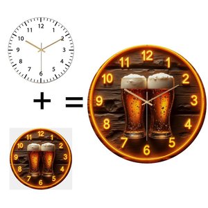 Horloge ronde en verre silencieuse personnalisée 30 cm, initiales personnalisées, design moderne, maison, bureau - Product Image 1