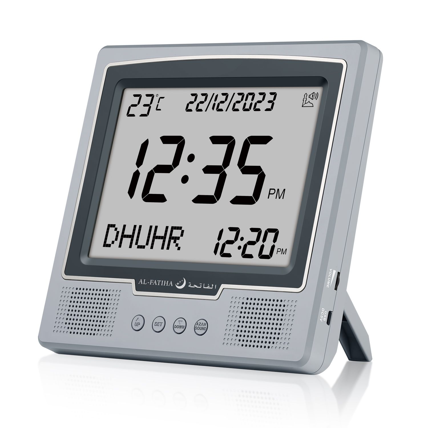 Buy Online Al Harameen Electronic Digital Table Azan Clock Black HA-4028BW in Qatar