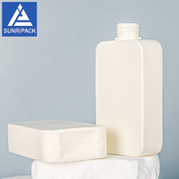 Bouteille de shampoing en gros de 300 ml, bouteille en plastique HDPE plate carrée vide blanche pour emballage de soins corporels, nettoyant, crème pour le visage, lotion