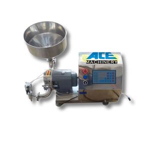 Machine de remplissage automatique à servo-moteur pour baumes, lotions, crèmes, graisses, liquides et pâtes à haute viscosité, avec pompe à engrenages à rotor lobé et piston, pour produits en pots à couvercles rigides - Product Image 1