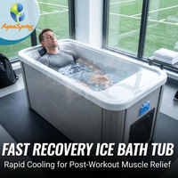 Baignoire de plongée froide autoportante en acrylique robuste, capacité 220L, avec refroidisseur intégré pour athlètes, entraînement de football, bain de glace