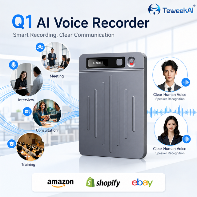 Q1 Smart AI Voice Recorder 64GB Ultra Thin Magnetic MagSafe Phone Call Recording ChatGPT 4o Audio Transcription Device