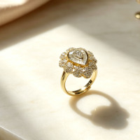 Bagues ajustables personnalisées pour femmes, en argent 925 plaqué or 24 carats, avec zircone goutte d'eau, pour mariage, luxe
