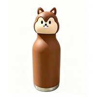 Bouteille d'eau isotherme en acier inoxydable de 450 ml avec bouchon tête d'écureuil, anti-fuite, pour enfants, avec paille, isolation thermique 6-12 heures, cadeau
