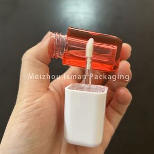 ISMAN Tube de brillant à lèvres carré court de 6 ml avec capuchon blanc, flacon de teinte à lèvres violet, rose, rouge, bleu, emballage vide pour gloss à lèvres, logo personnalisé - Product Image 6