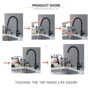 Populaire moderne SUS304 en acier inoxydable noir brossé capteur tactile robinet extractible pulvérisateur d'<span class=keywords><strong>évier</strong></span> de cuisine à deux fonctions - Product Image 6