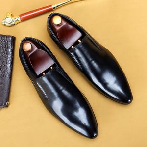 <b>Leather</b> formal business casual men's <b>leather</b> <b>shoes</b>, genuine cowhide, breathable pointed toe wedding <b>shoes</b> - Product Image 2