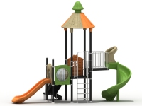 Toboggan en spirale en plastique pour aire de jeux extérieure sur le thème de la forêt, avec filet d'escalade, certifié ASTM F1487, fabriqué par un membre de l'association IPEMA