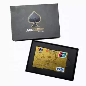 Caixa de presente de cartão de crédito, embalagem de cartão preta personalizada rígida