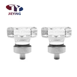 Jieying European Drawer Cabinet Door Closet Metal Base Small Handle Knobs Clear Square Shape Crystal Handle